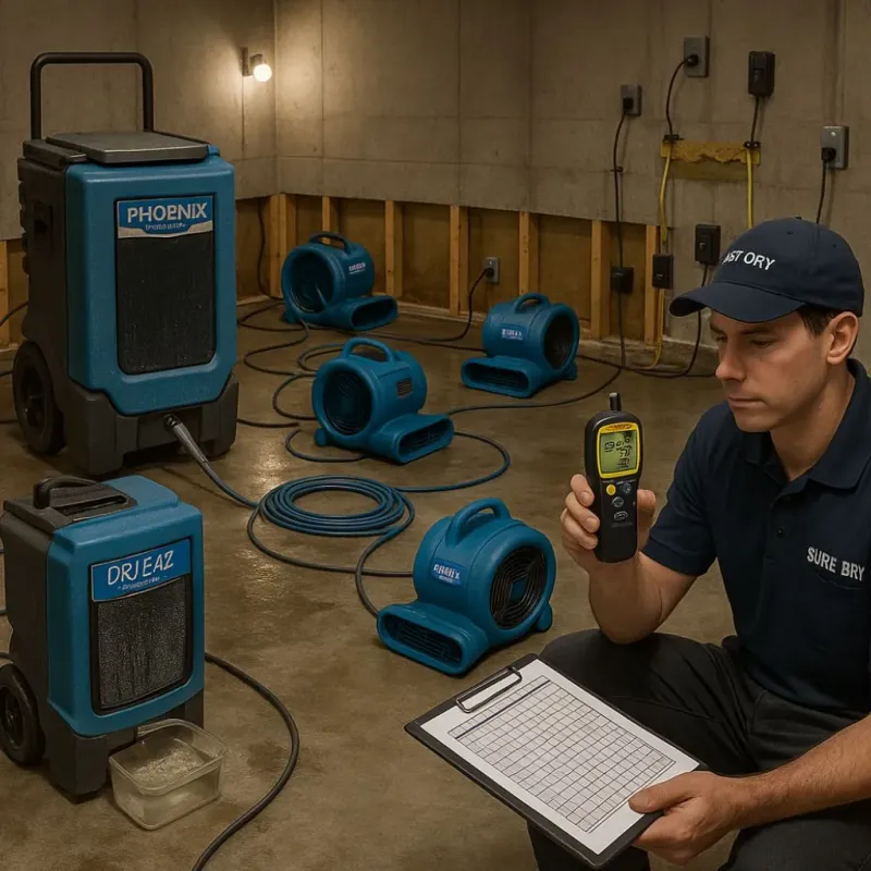 Structural Drying and Dehumidification process in Bowie County, TX